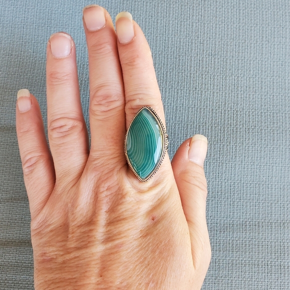 New Huge Botswana Agate 925 Silver Statement Ring. - Picture 7 of 9